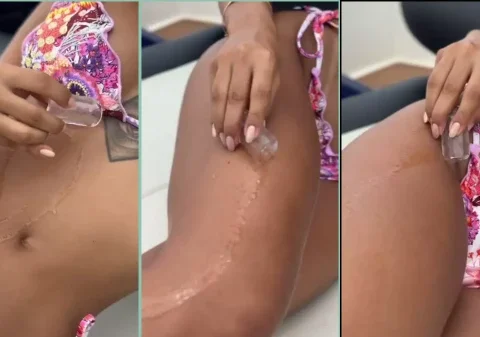 Colombiana safadinha passando óleo no seu corpinho