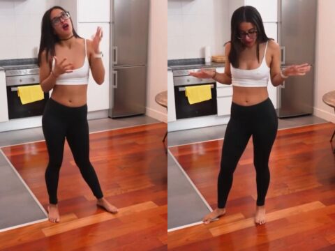 Gostosa tirando a roupa de academia pra transar