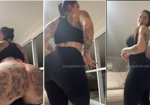 Gostosona tatuada tirando a roupa pra dançar funk