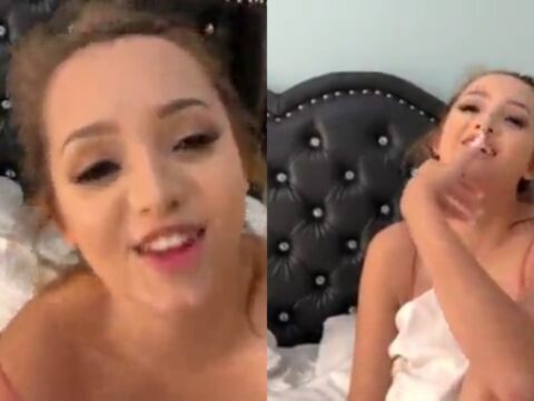 Novinha fogosa de quatro com o rabo empinado provocando no quarto