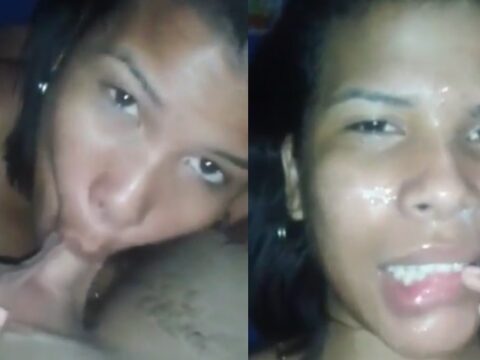 Pervertido colocando a moreninha pra chupar o pauzão gostoso
