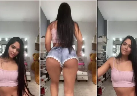 Putinha linda usando um shortinho curto pra rebolar