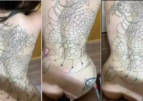 Putinha tatuada levando uma pombada na sua xereca gostosa