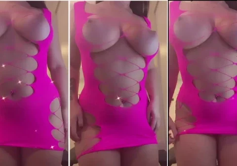 Safada com um vestido colado e safado que mostra as partes íntimas