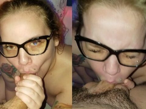 Loira top fazendo garganta profunda na pica do seu cliente