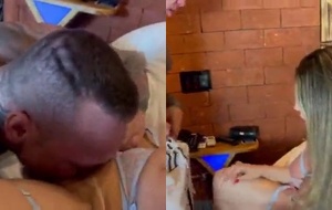 Loira fogosa empinando o rabo e gemendo alto enquanto leva rola de quatro