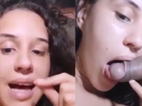 Ninfeta gostosinha dando uma chupadinha na piroca dura com muito prazer