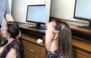 Secretária safada chupando as bolas do chefe e entregando a buceta no escritório até gemer de prazer